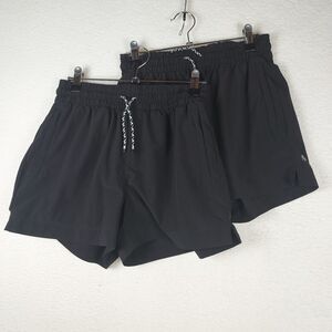 Athleta Girl 2 Pair Black Running Shorts Girl XL 14 Athletic Performance Stretch